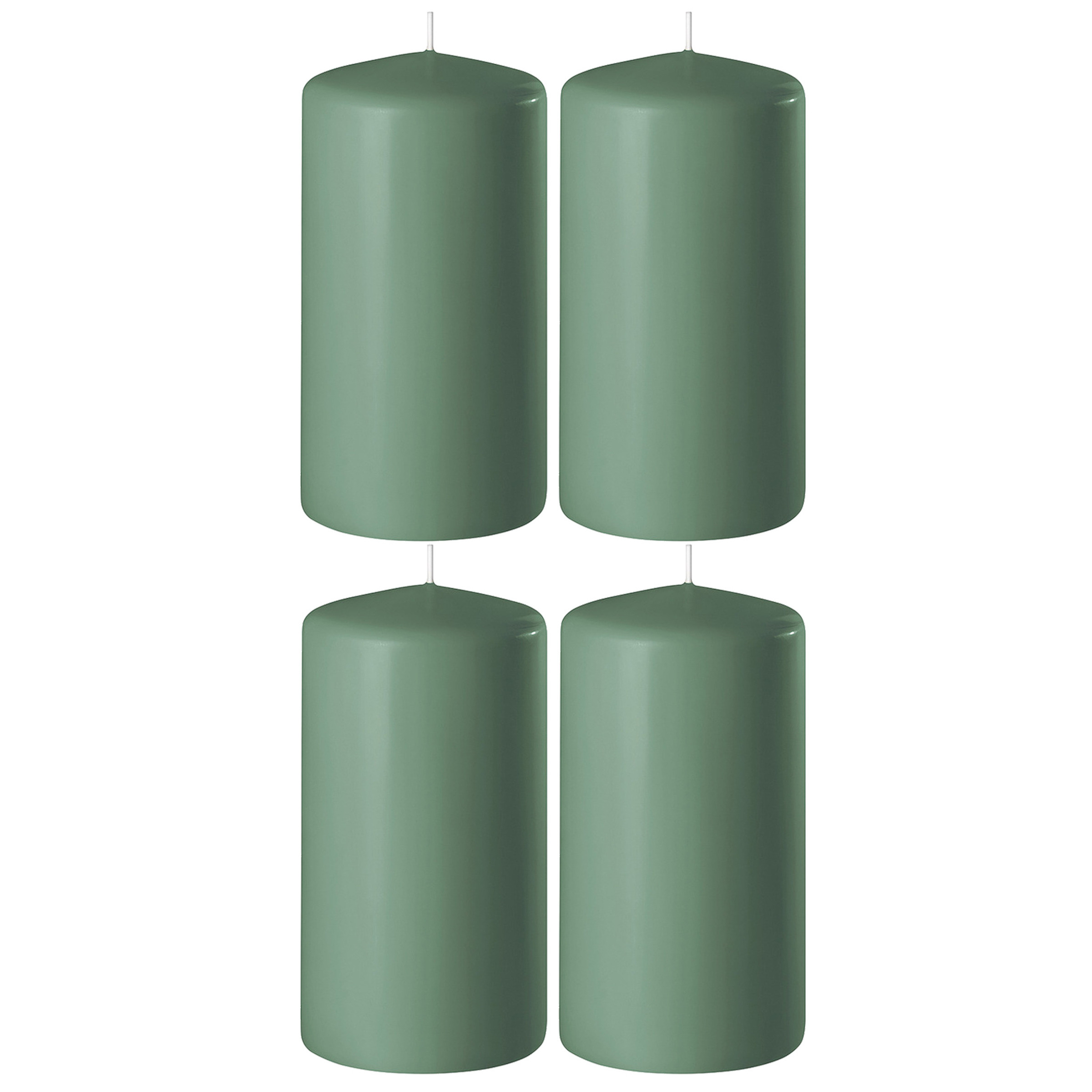 Enlightening Candles Cilinder/stompkaars - 4x - groen - D8 x H12 cm - 45 branduur -