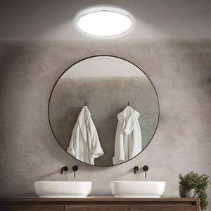 Briloner LED-Bad-Deckenlampe Pulap, &Oslash; 42 cm, chromfarben/wei&szlig; Metall