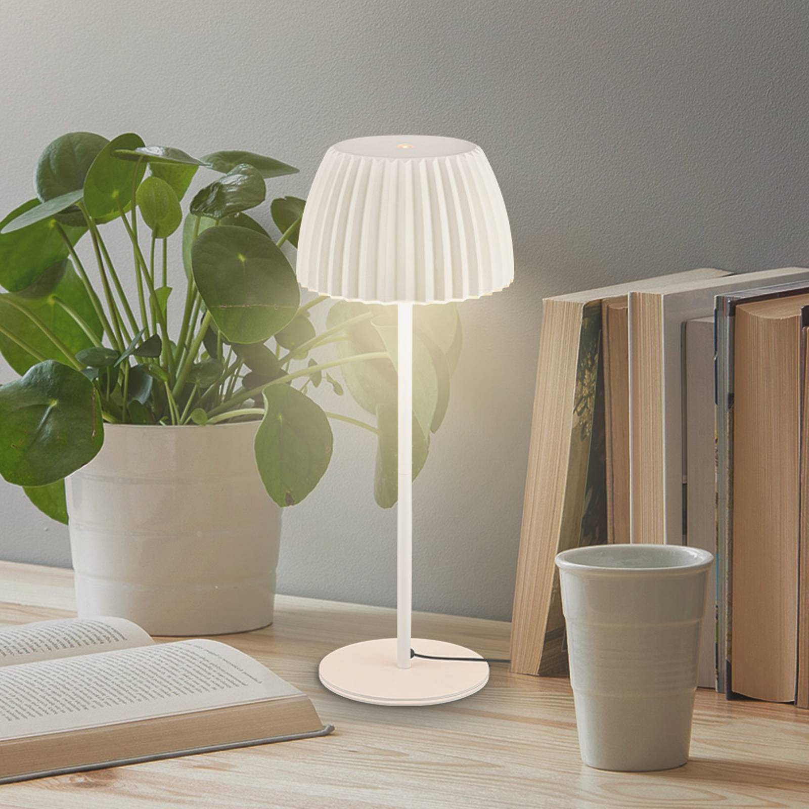 Briloner LED tafellamp Loca, oudwit, hoogte 36 cm, metaal/kunststof