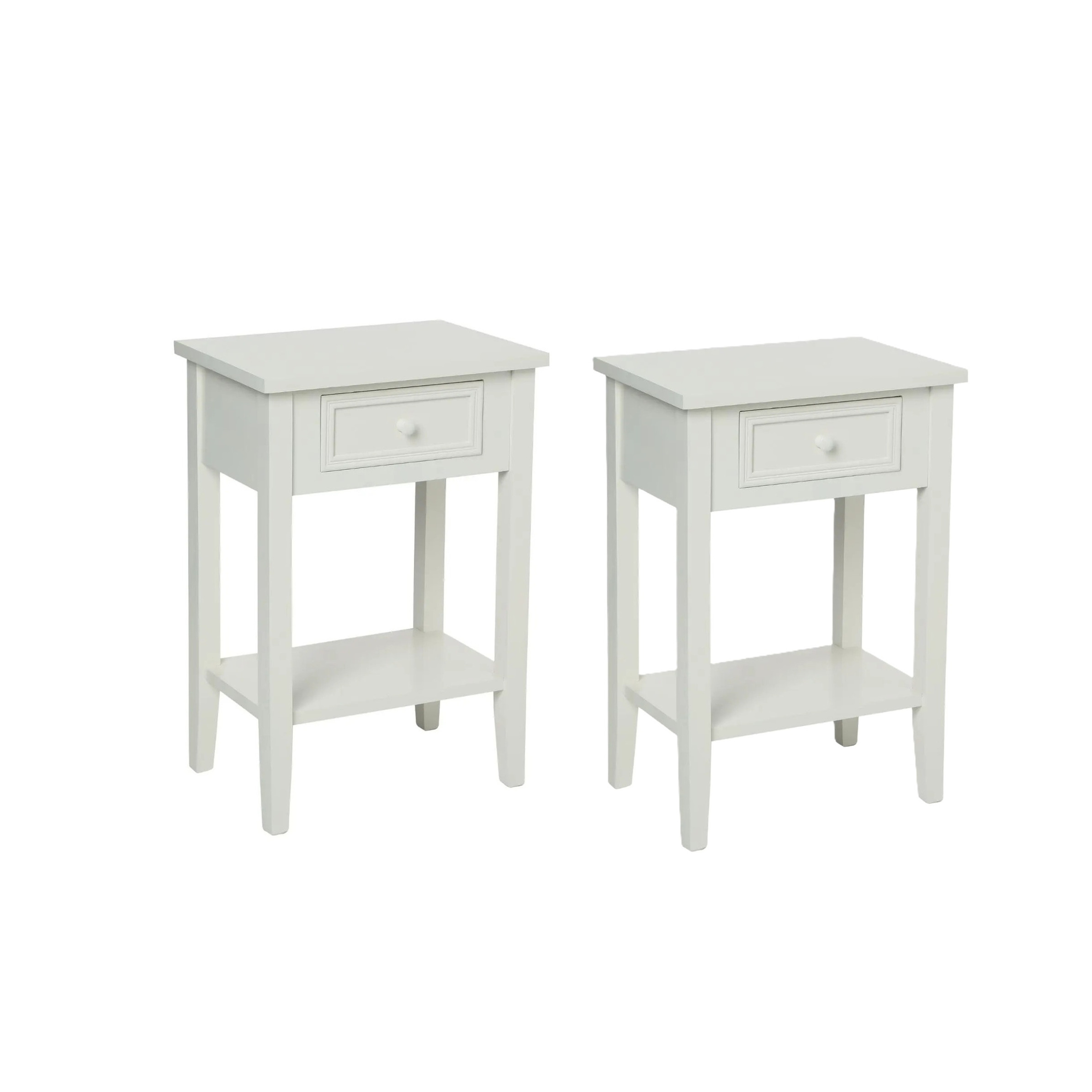 Atmosphera Nachtkastje Charm - 2x - Moderne stijl - MDF hout - met lade - 45 x 30 x 67 cm -