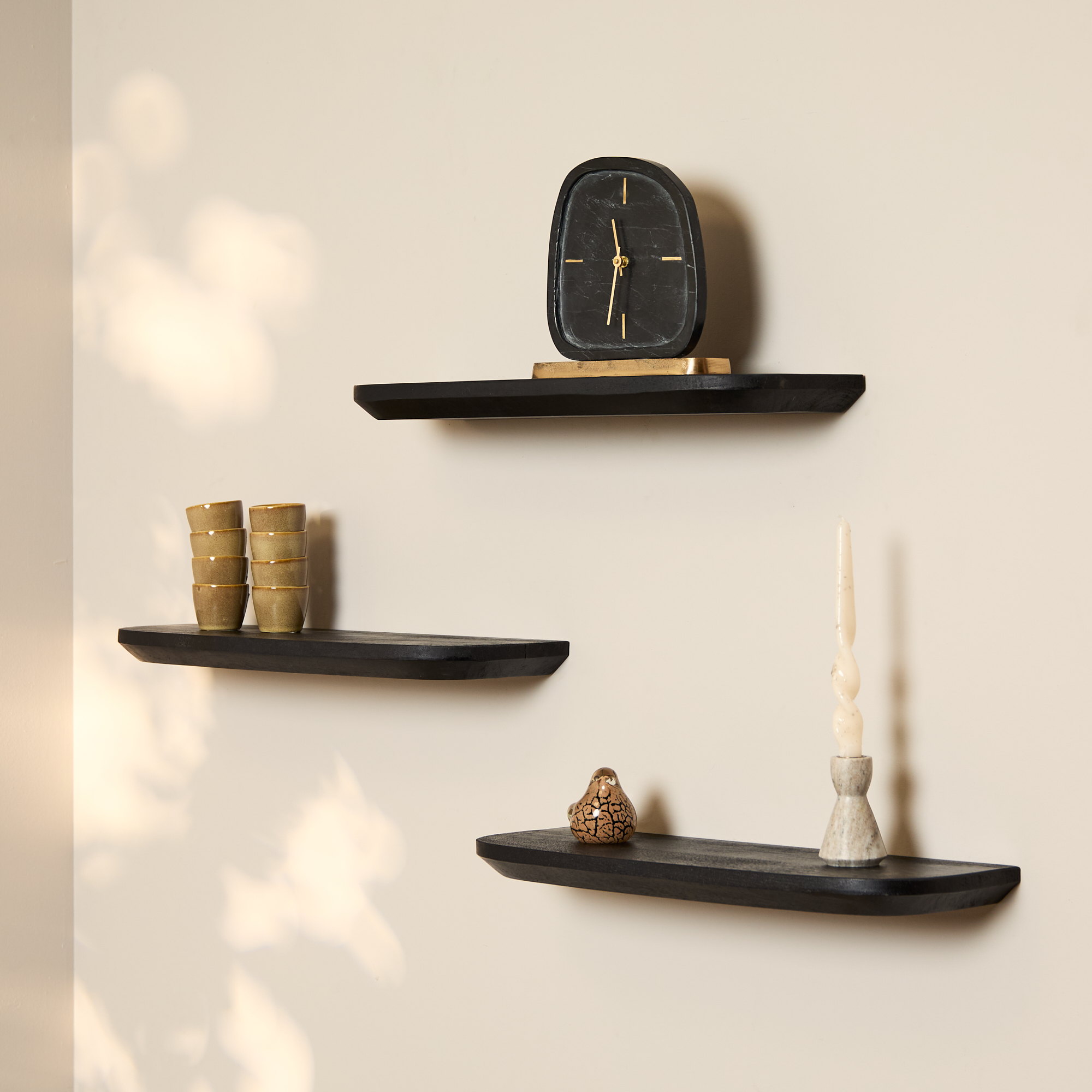 Het Steigerhouthuis Wandplank Gusta Zwart | 60 cm | Set van 3