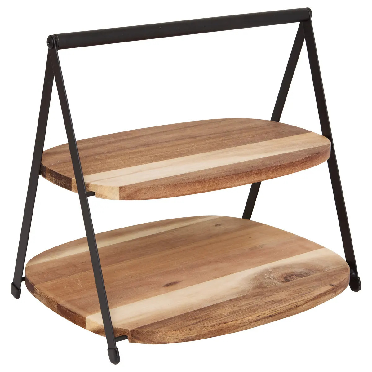 5five Etagere voor hapjes 2 laags - acacia hout/metaal - D27 x H25 cm - Hightea - Taartjes - Decoratief - -