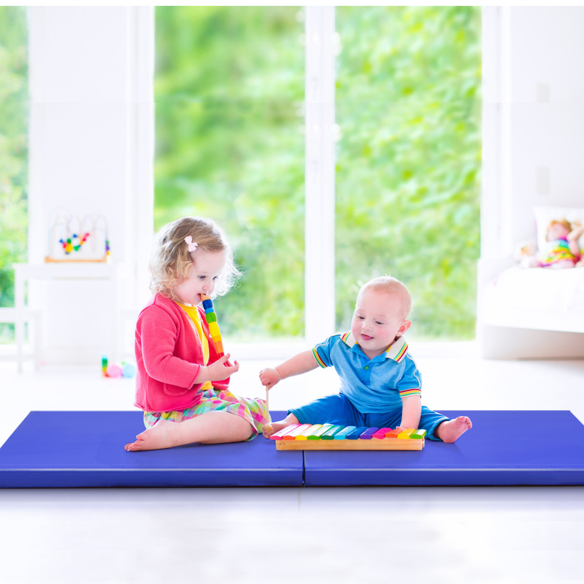 Costway Gymnastiekmat Zachte vloer mat Yogamat Klapmat Turnmat 180 x 60 x 4 cm