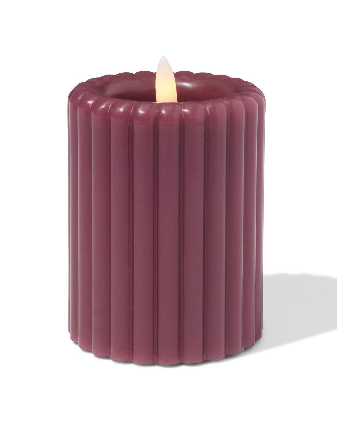 HEMA Led Kaars ⌀7.5x10cm Ribbel Aubergine (aubergine)