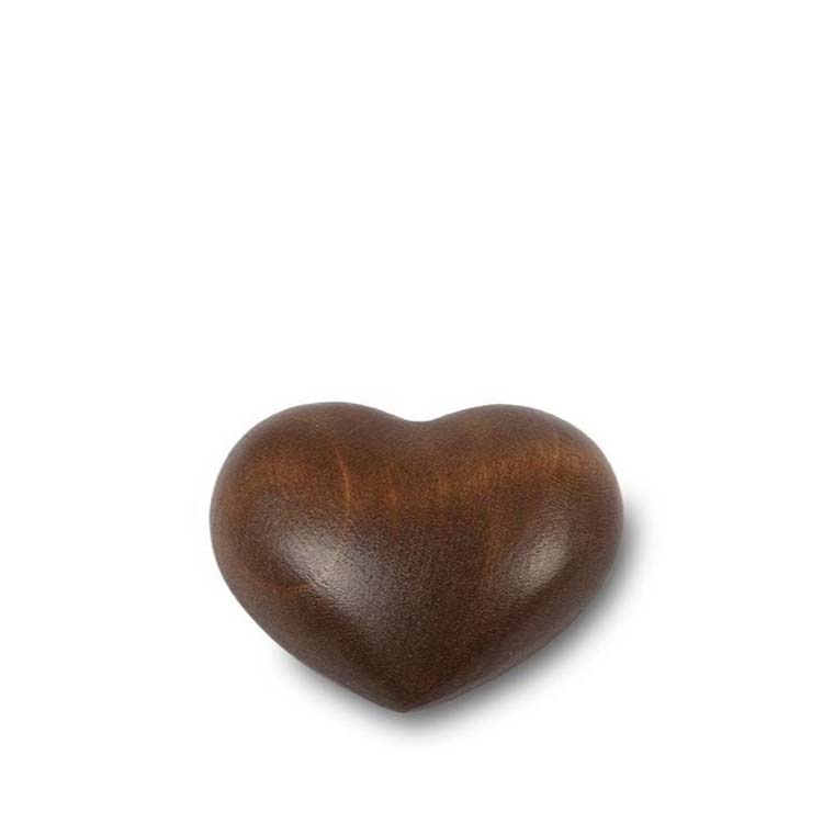 Urnwebshop Mini Hart Urn, Donker Gebeitst Lindehout (0.01 liter)