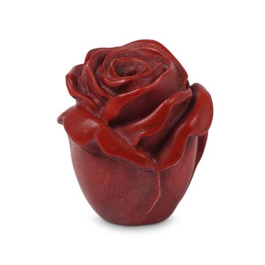 Urnwebshop Grote Houten Roos Urn, Rood Gebeitst (4 liter)