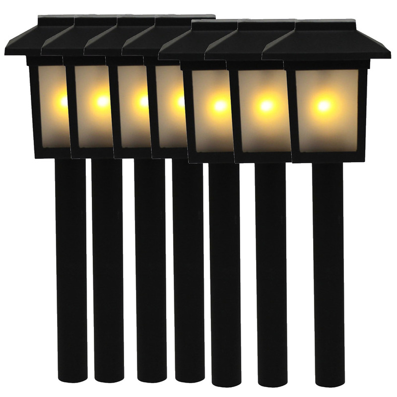 Merkloos 7x Tuinlamp fakkel / tuinverlichting met vlam effect 34,5 cm -
