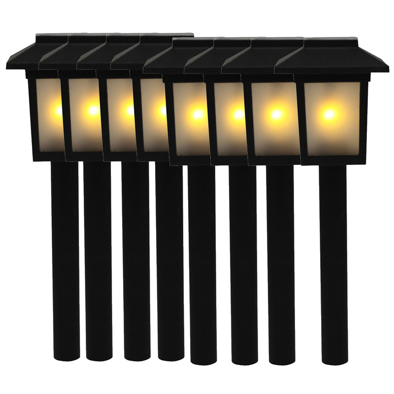 Merkloos 8x Tuinlamp fakkel / tuinverlichting met vlam effect 34,5 cm -