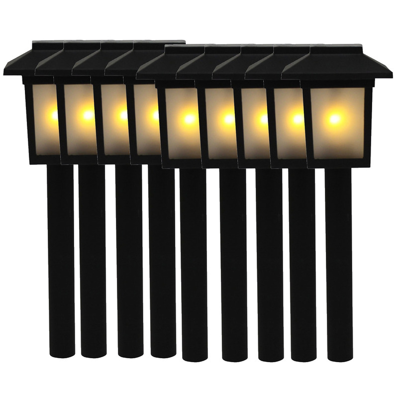 Merkloos 9x Tuinlamp fakkel / tuinverlichting met vlam effect 34,5 cm -