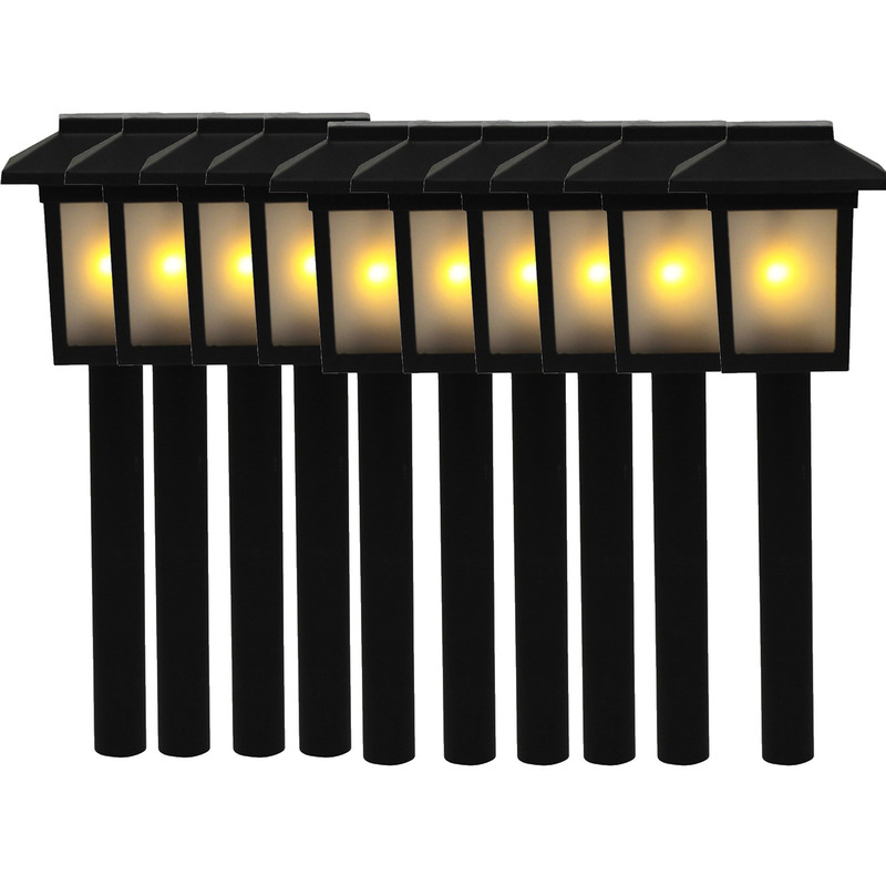 Merkloos 10x Tuinlamp fakkel / tuinverlichting met vlam effect 34,5 cm -
