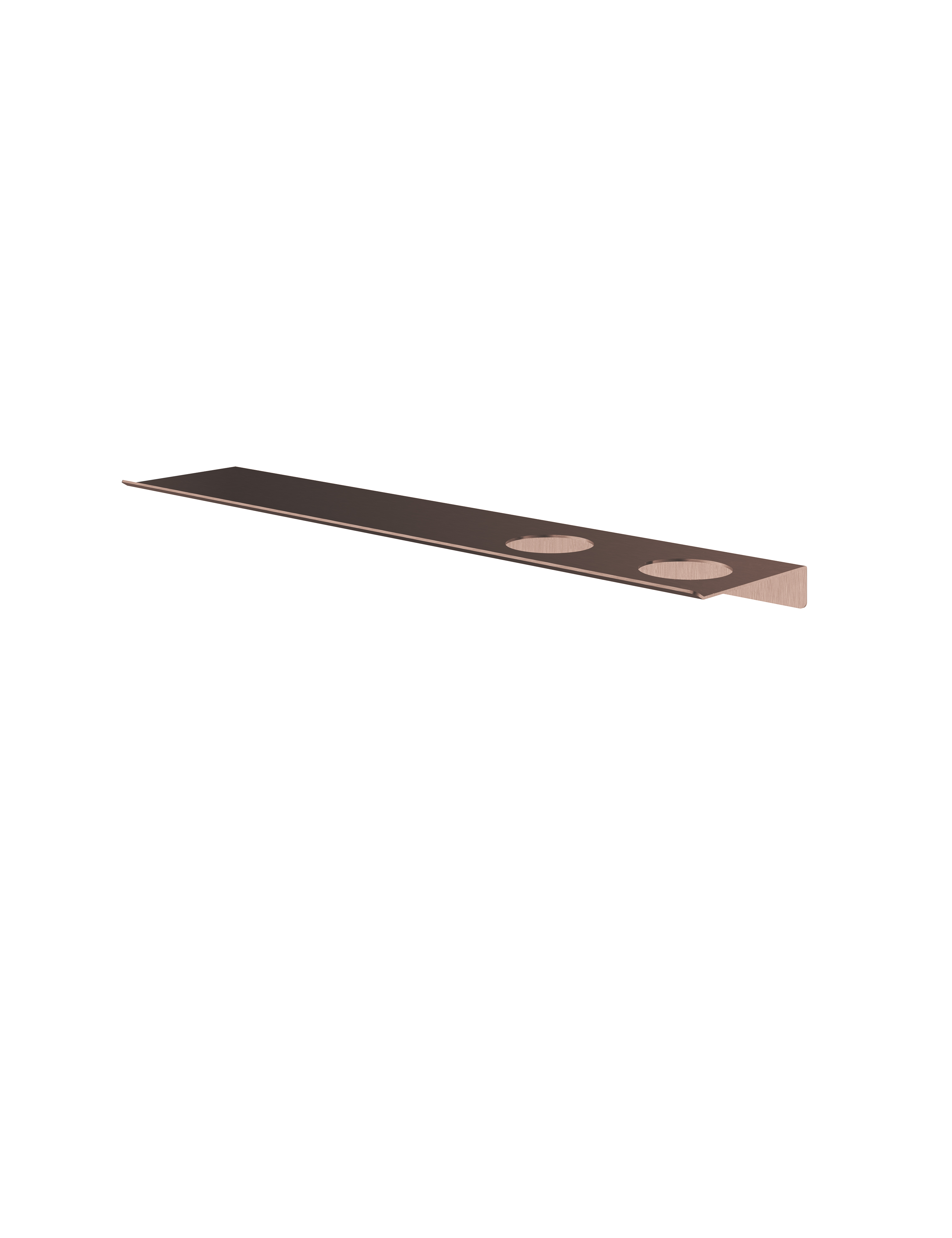 Hotbath &More Planchet 60 cm inclusief bevestigings rails met 2 uitsparingen voor een zeepdispenser of beker Geborsteld koper PVD