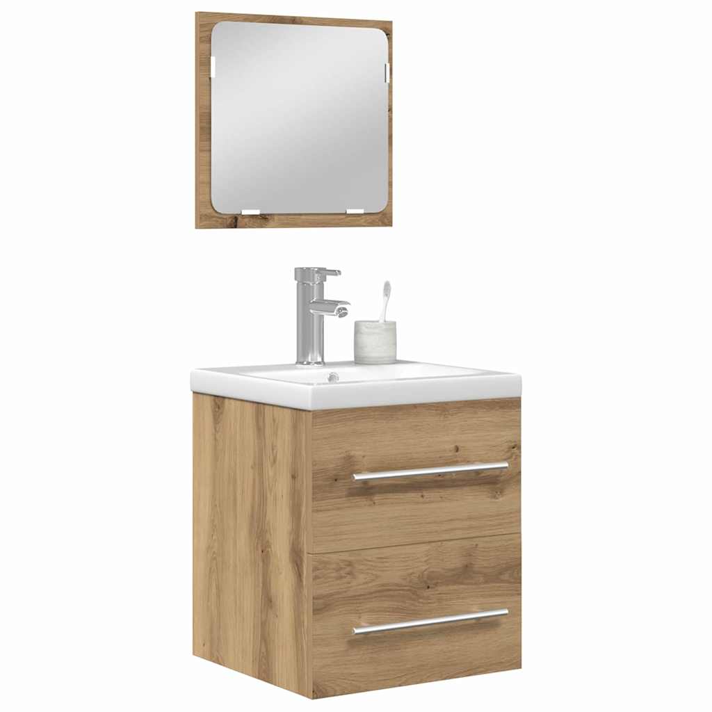vidaXL Badkamermeubelset met lade 2 pcs Zwart eiken 41 x 38.5 x 48 cm
