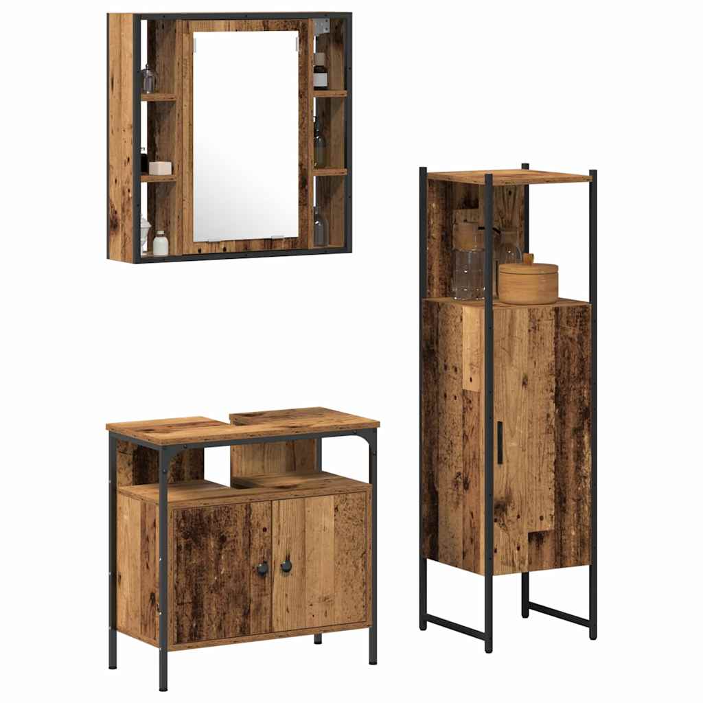 vidaXL Badkamermeubelset 3 pcs Bruin 60 x 30 x 60 cm Bewerkt hout