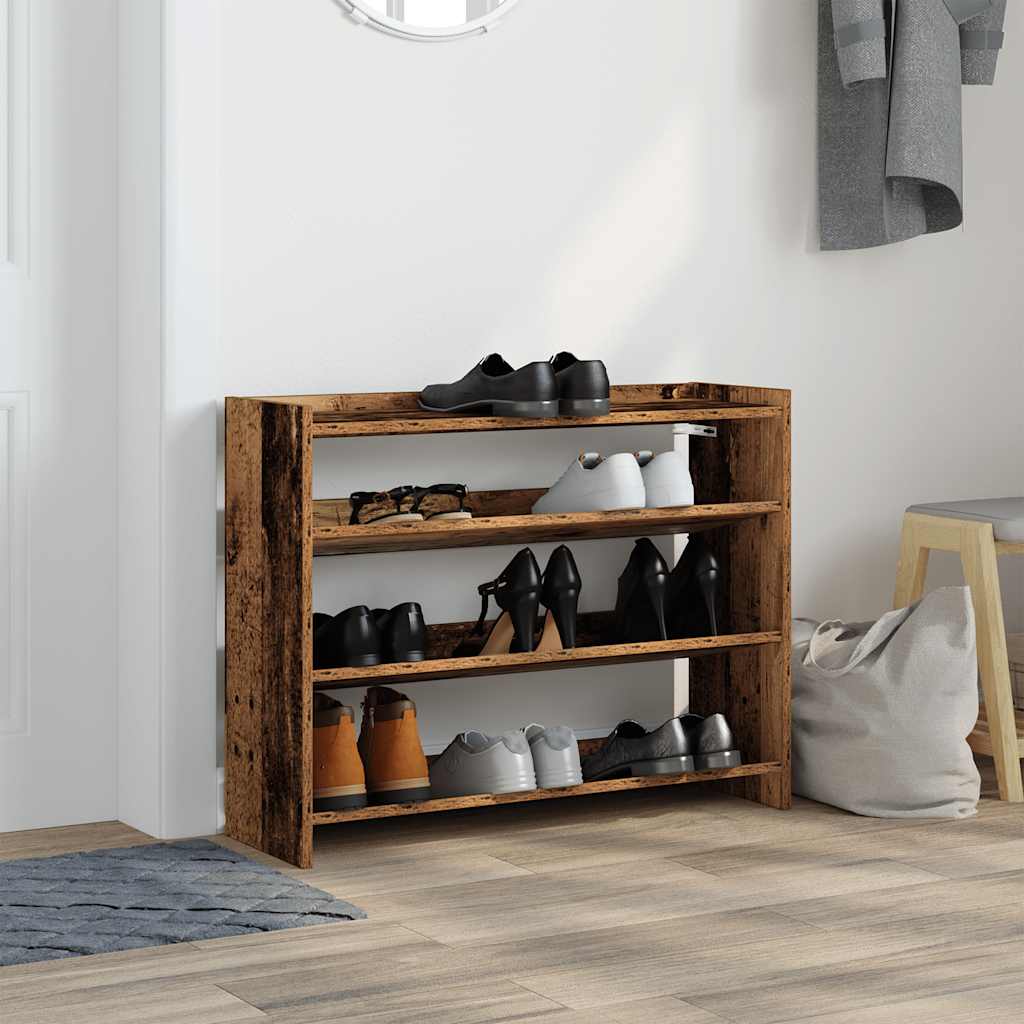 vidaXL Schoenenrek 80x25x62 cm bewerkt hout oud houtkleurig