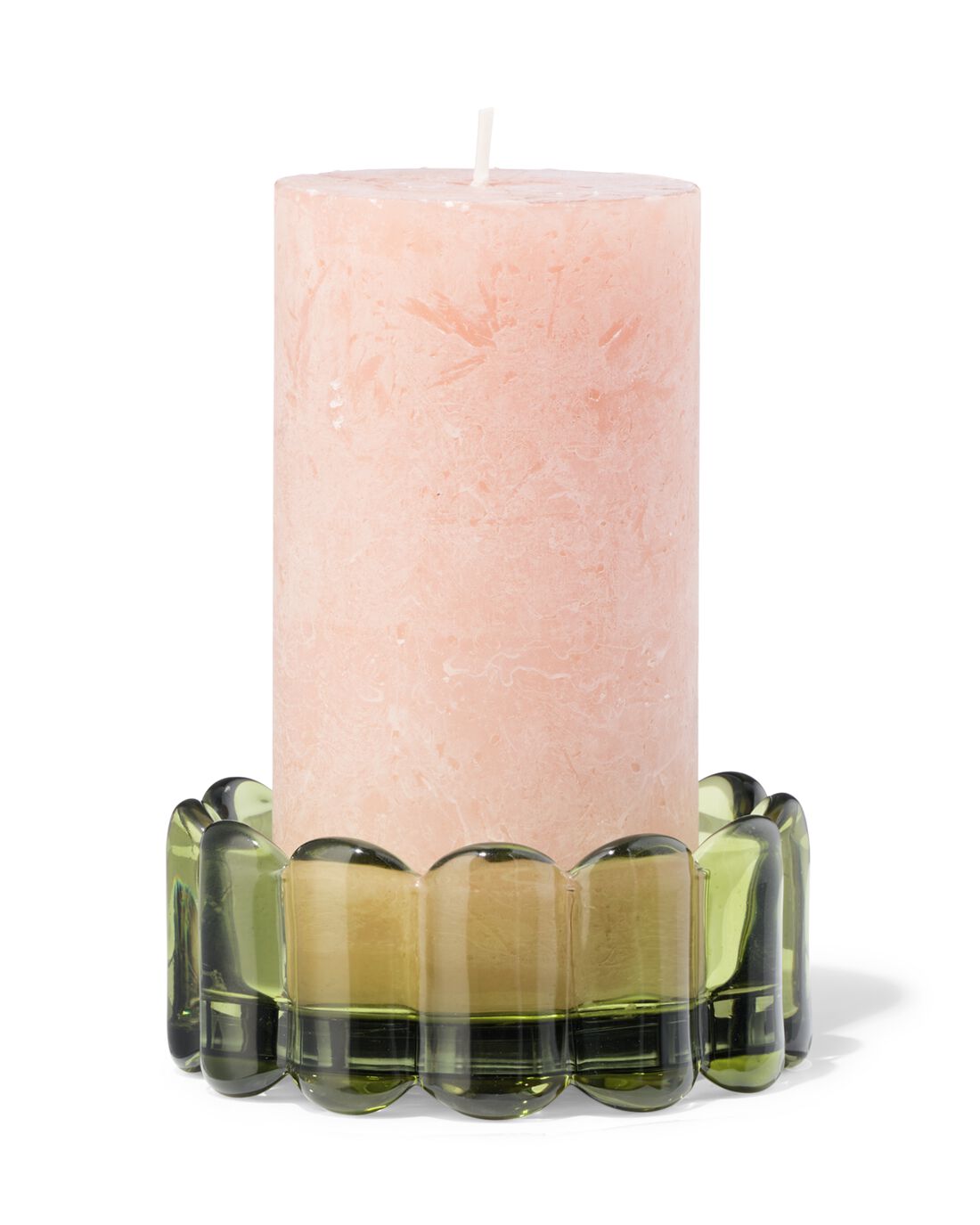 051 Kaarsonderzetter ⌀10cm Glas Ribbel Groen (groen)