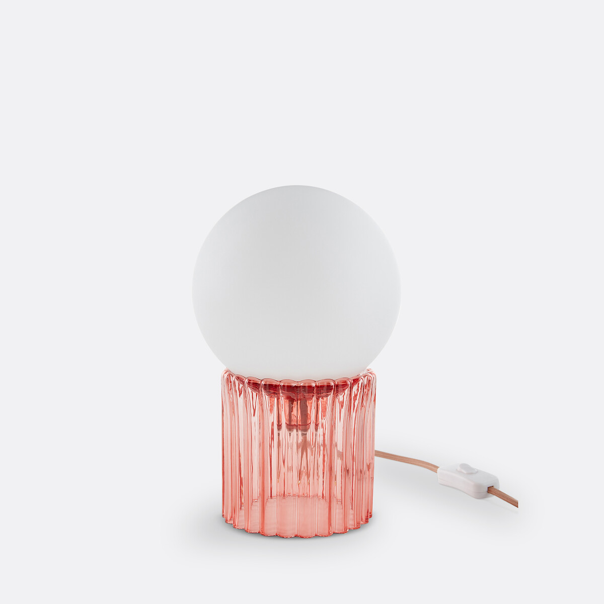 LA REDOUTE INTERIEURS Tafellamp, gekleurd geribbeld glas en opaline