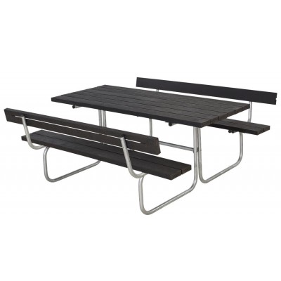 Trendyard Picknicktafel Zwart Gerecycled Kunststof - Met 2 Rugleuningen