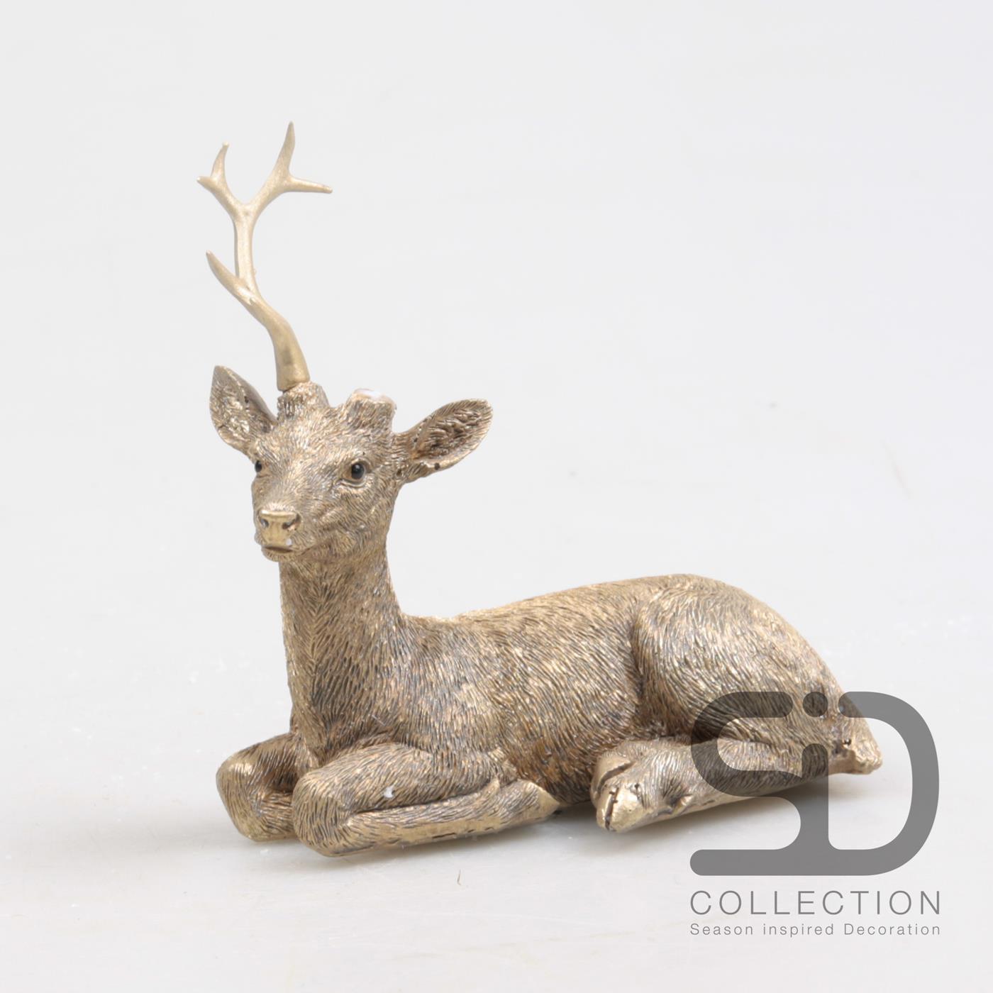 Season Inspired Decoration Hert liggend goud 11cm