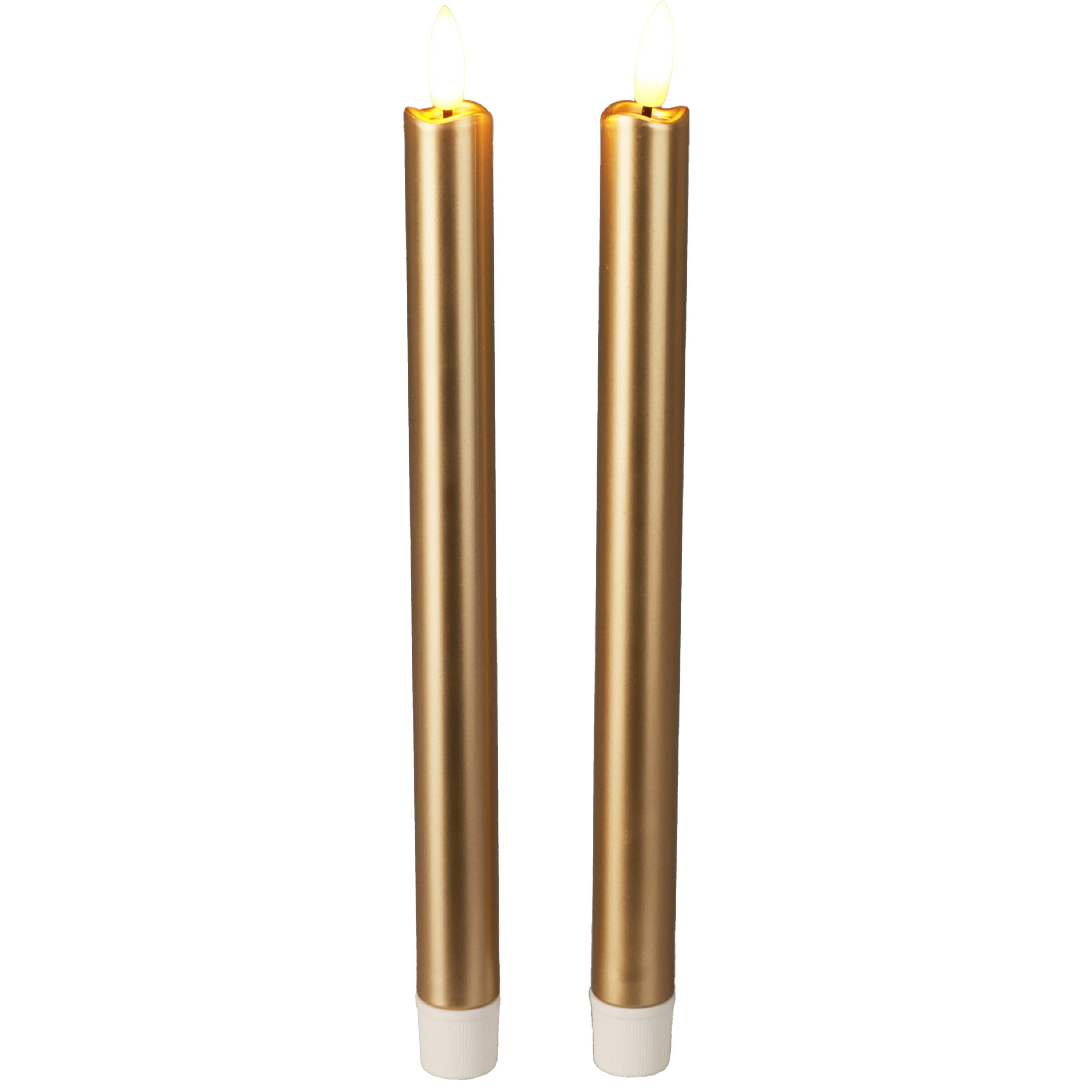 Merkloos Led kaarsen/dinerkaarsen - 2x stuks - goud - 25 cm - batterij - met afstandsbediening -