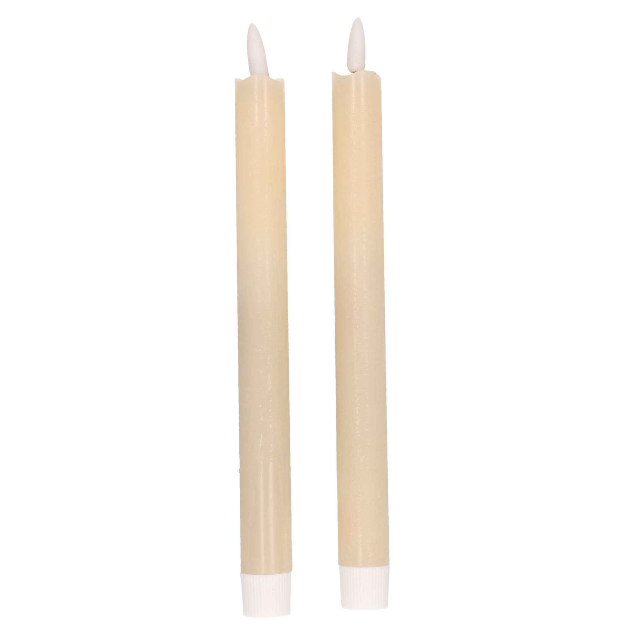 Magic Flame Dinerkaarsen - LED - 2x stuks - creme wit - 25 cm - met glitters -