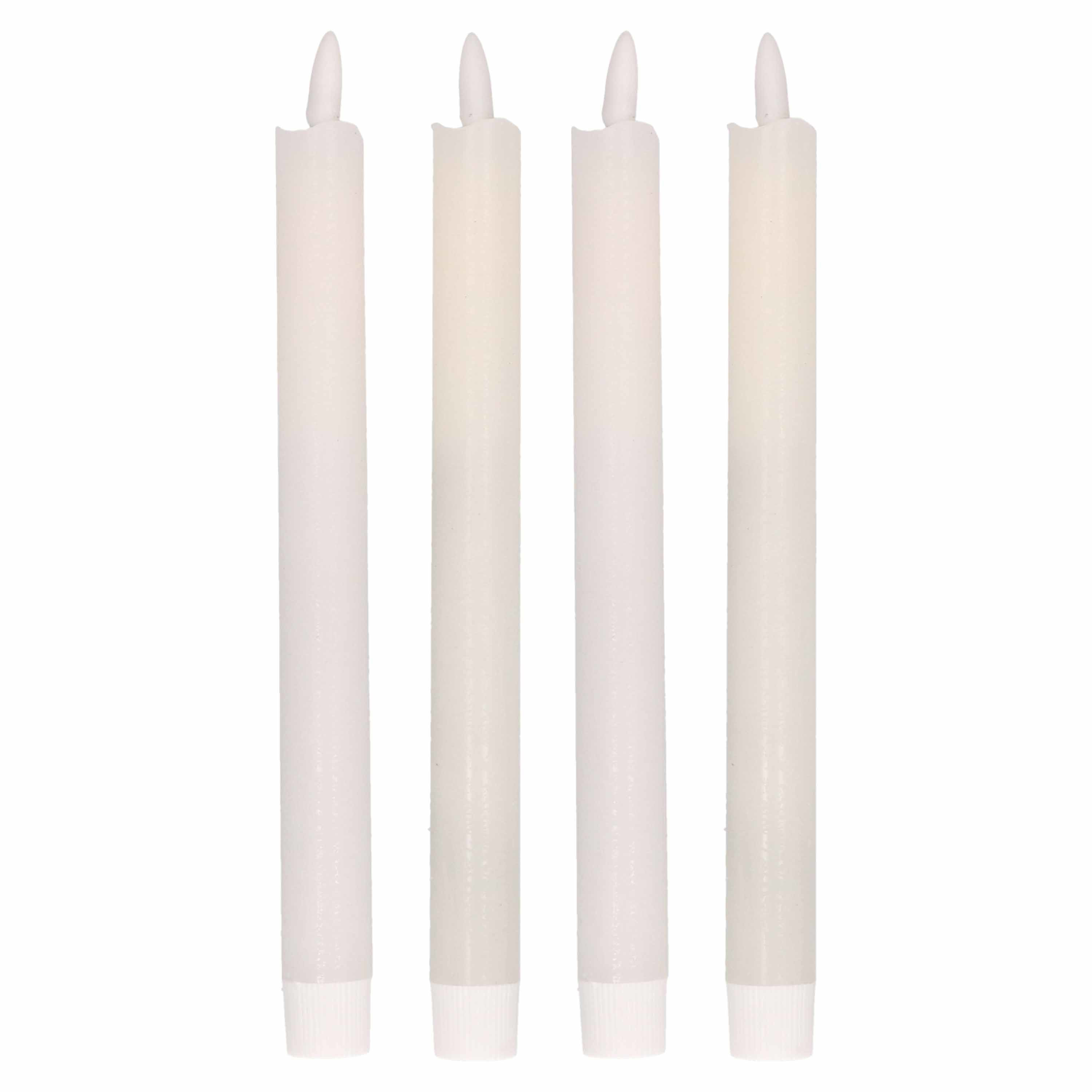 Magic Flame Dinerkaarsen - LED - 4x stuks - wit - 25 cm - met glitters -
