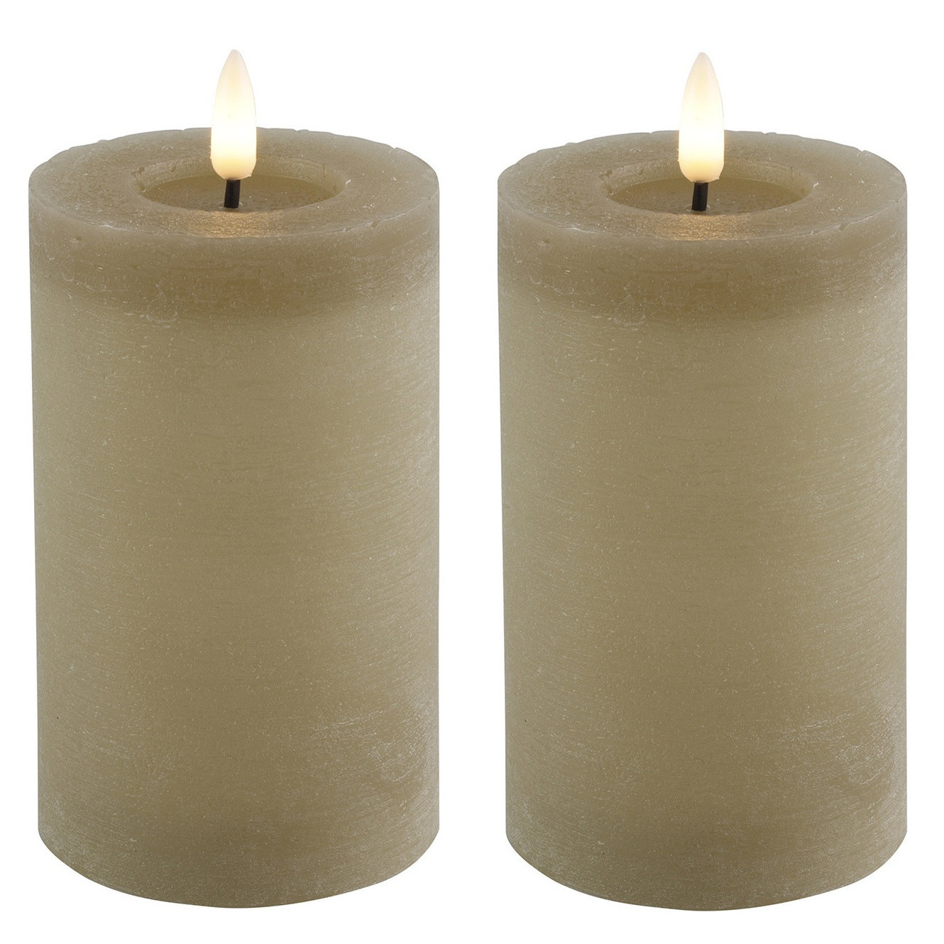 Countryfield LED kaarsen/stompkaarsen - 2x - beige - D7,5 x H12,5 cm - timer -