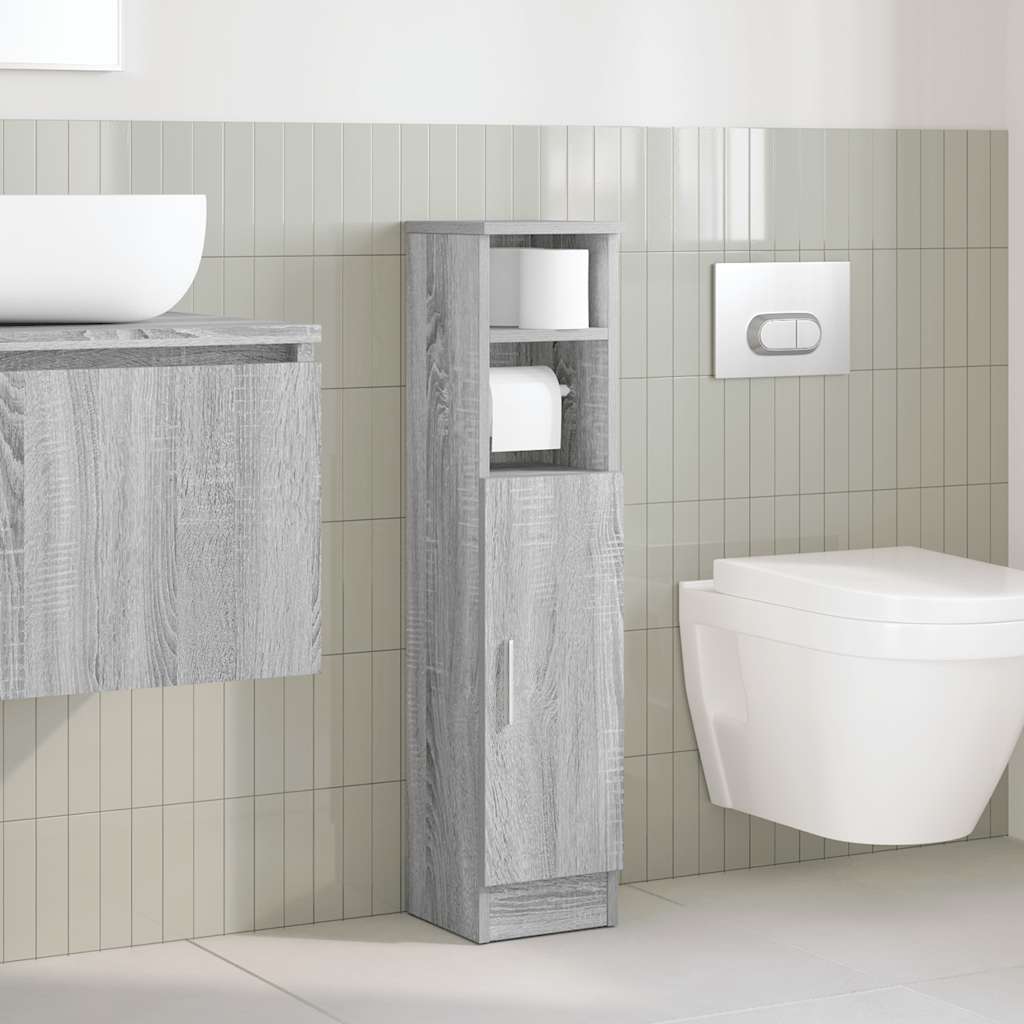 vidaXL Badkamerkast met rolhouder 20,5x22x90 cm grijs sonoma eiken