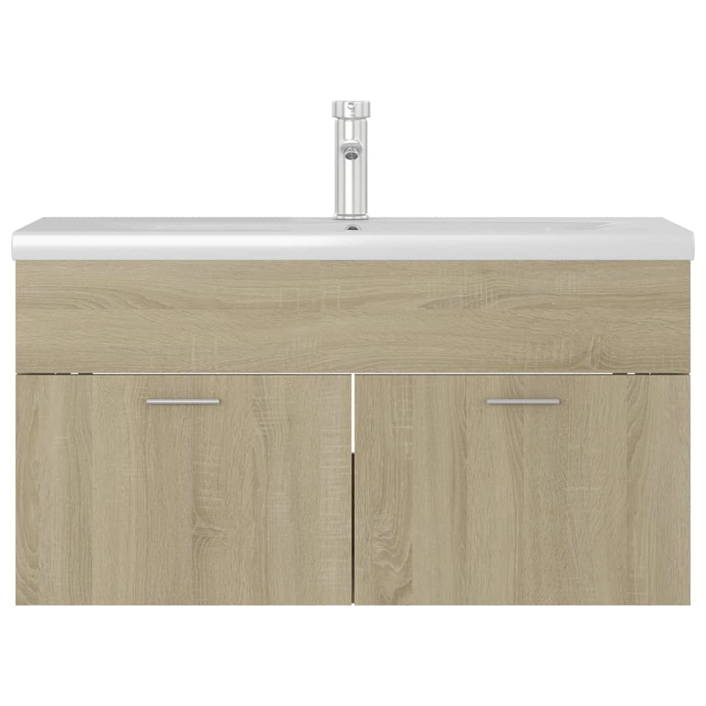 vidaXL Wastafelkast met ingebouwde wastafel bewerkt hout sonoma eiken
