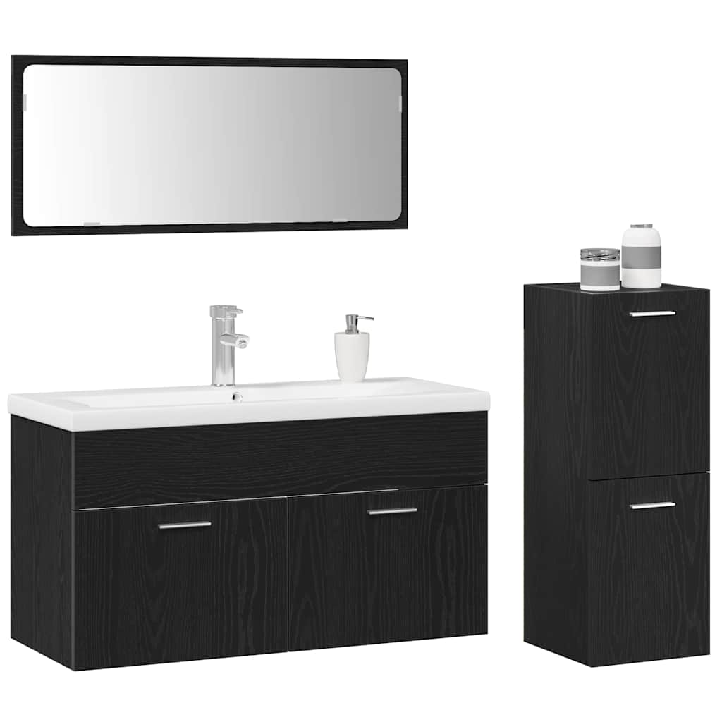 vidaXL Badkamer Meubelset 4 pcs Zwart Eiken 91 x 39,5 x 46 cm