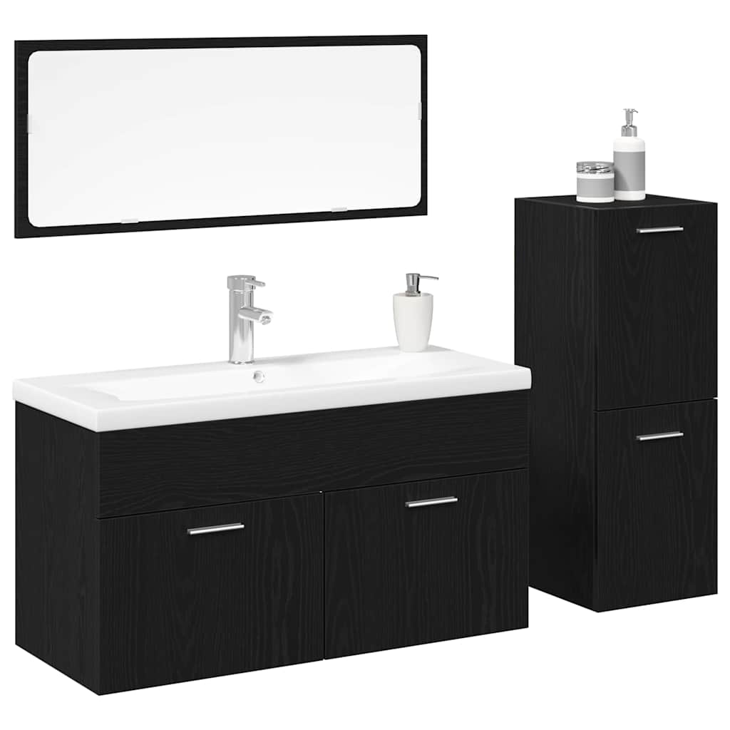 vidaXL Badkamermeubel Set 4 pcs Zwart Eiken 90 x 38.5 x 50 cm