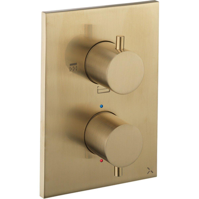 Crosswater MPRO Crossbox Douchekraan - inbouw - thermostatisch - 3 functies - incl. inbouwdeel - messing geborsteld SW377992/SW408404