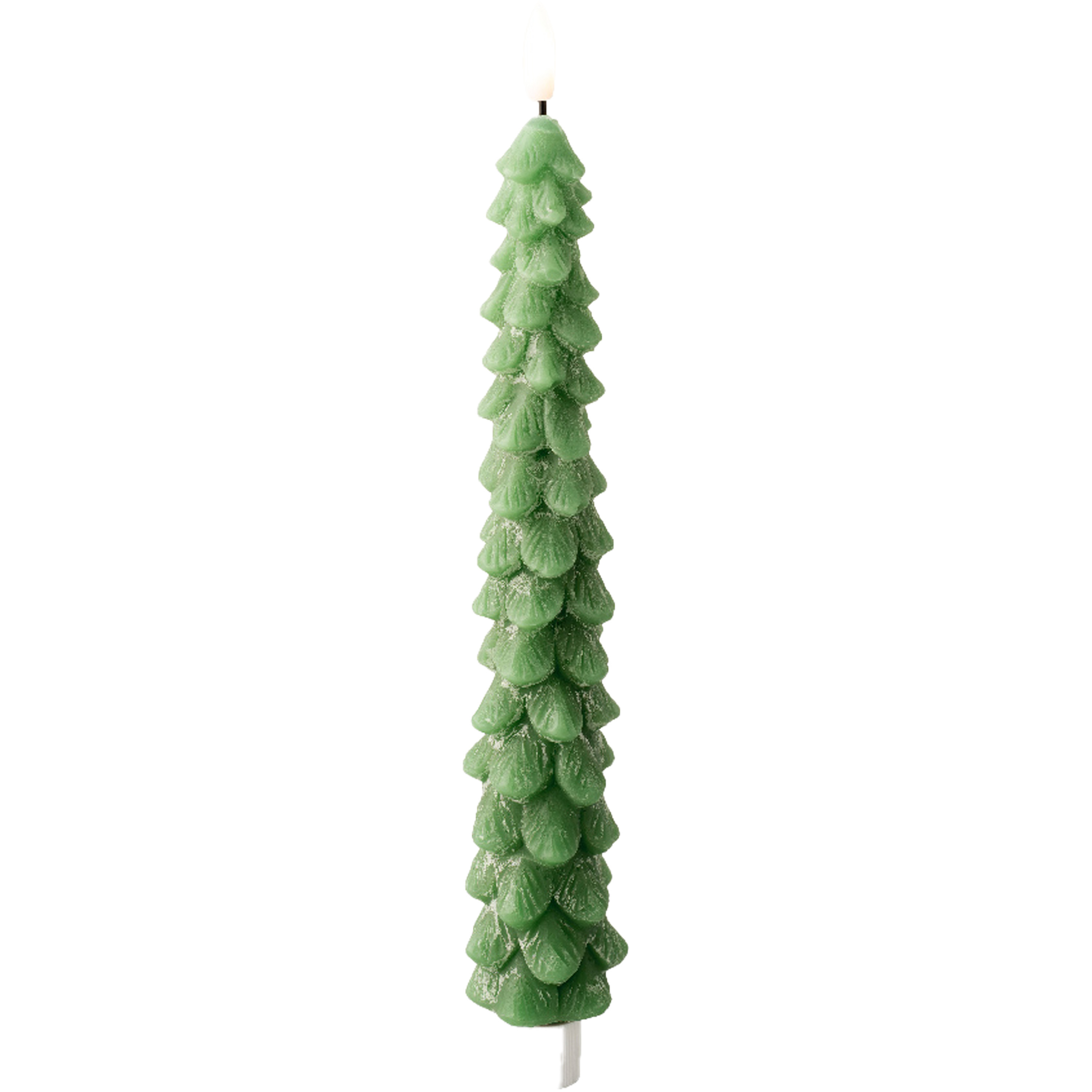 Lumineo LED kerstboom dinerkaars - groen - 29 cm - batterijen - timer - kerstdiner kaars - kerstkaars -