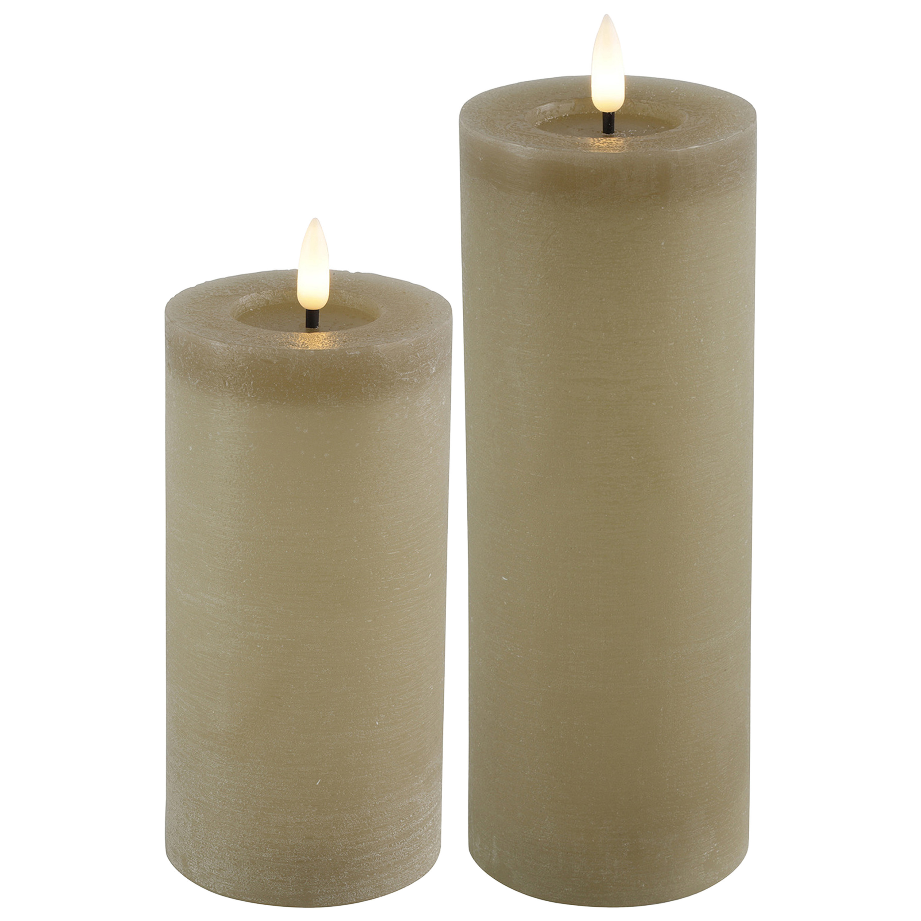 Countryfield LED kaarsen/stompkaarsen - set 2x - beige - H12,5 en H15 cm - timer - warm wit -