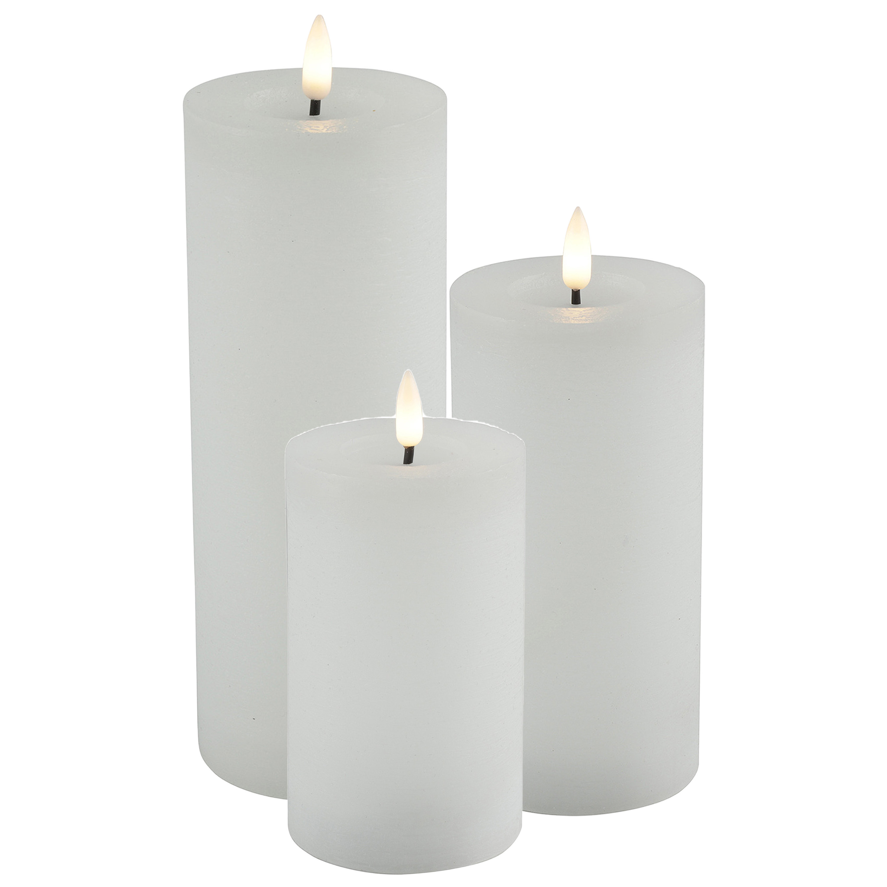 Countryfield LED kaarsen/stompkaarsen - set 3x - wit - H12,5, H15 en H20 cm - warm wit -