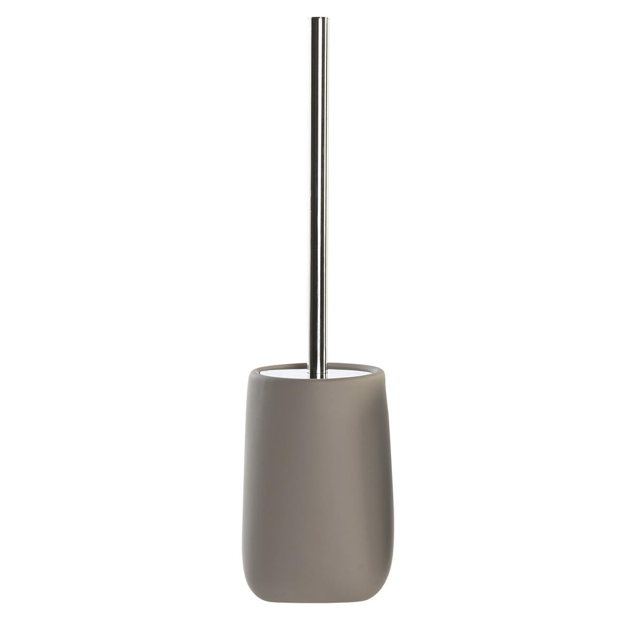 Items WC/Toiletborstel in houder dolomiet kunststeen taupe/beige x 11 cm -