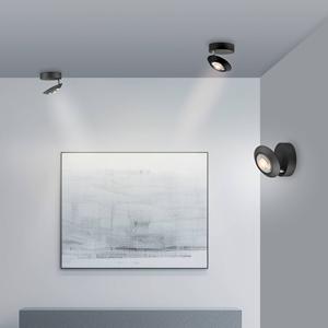 PURE LED-Deckenlampe Oculis, schwarz, &Oslash; 15 cm, Eisen/Glas