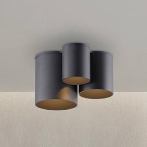 PURE LED-Bad-Deckenlampe Point, schwarz, L&auml;nge 18 cm, 3-flg.