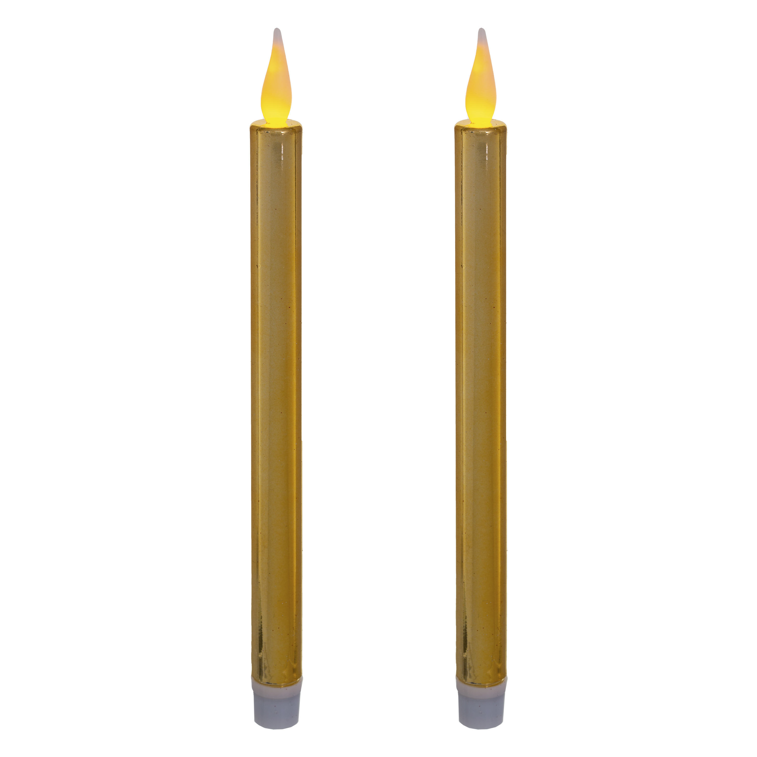 Feeric lights & Christmas Kaarsen set van 2x stuks Led dinerkaarsen goud 28 cm -