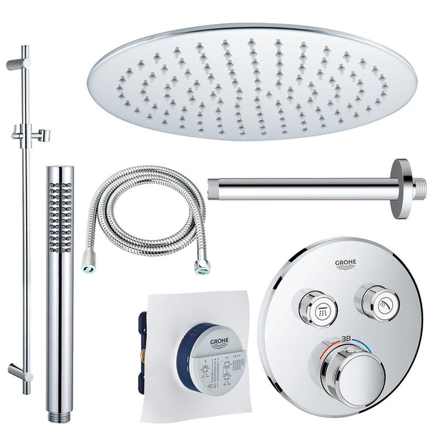 Grohe - Fortifura GROHE Grohtherm Regendoucheset inbouw - 2 functies - met Fortifura hoofddouche 20cm - staafhanddouche - plafondarm - glijstang 90 cm - chroom sw105953 SW104917  SW696254 SW496810 SW767373 SW76