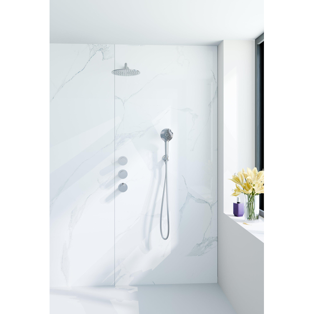 Fortifura Nebbio Regendoucheset - inbouwkraan - inbouwdeel - wandaansluitbocht - doucheslang metaal - ronde handdouche - 35cm wandarm - ronde hoofddouche - chroom SW1183064 SW1183077 SW542643 SW767373