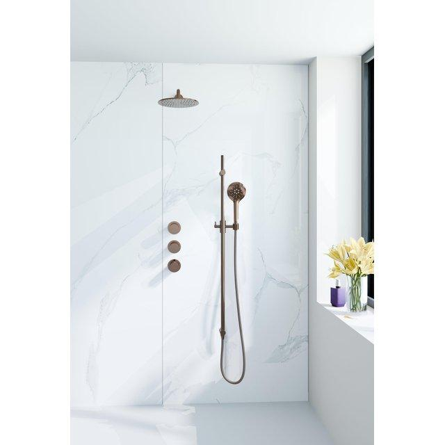 Fortifura Nebbio Regendoucheset - inbouwkraan - inbouwdeel - glijstang - doucheslang glad - ronde handdouche - 35cm wandarm - ronde hoofddouche - geborsteld koper PVD (koper) SW1183069 SW1111533 SW799