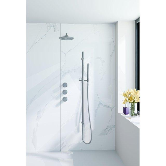 Fortifura Nebbio Regendoucheset - inbouwkraan - inbouwdeel - glijstang - doucheslang glad - staafhanddouche - 35cm wandarm - ronde hoofddouche - geborsteld RVS PVD (RVS) SW1183066 SW1111529 SW728177 S