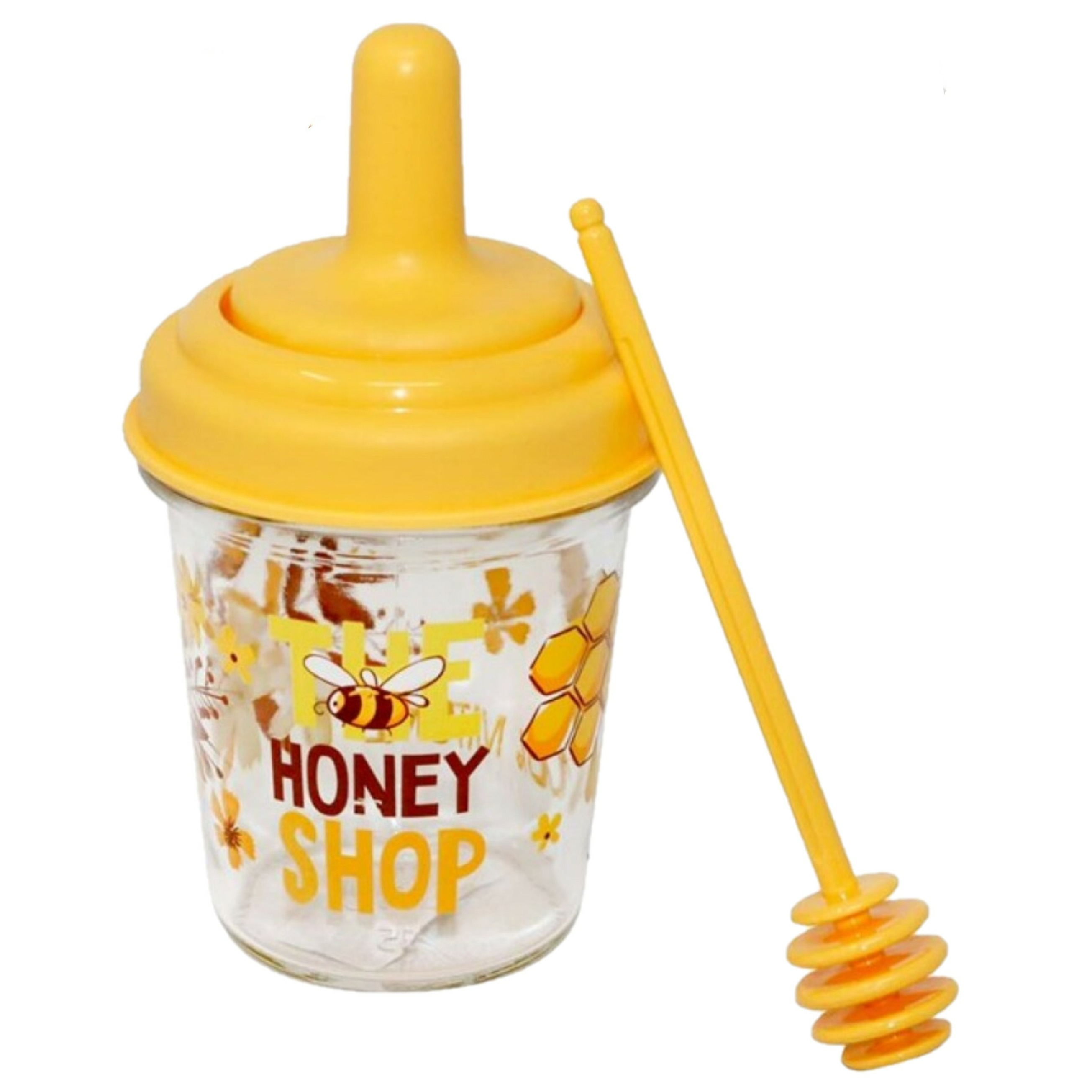 Concorde Honingpot met honinglepel - glas - 320 ml - 9 x 15 cm -