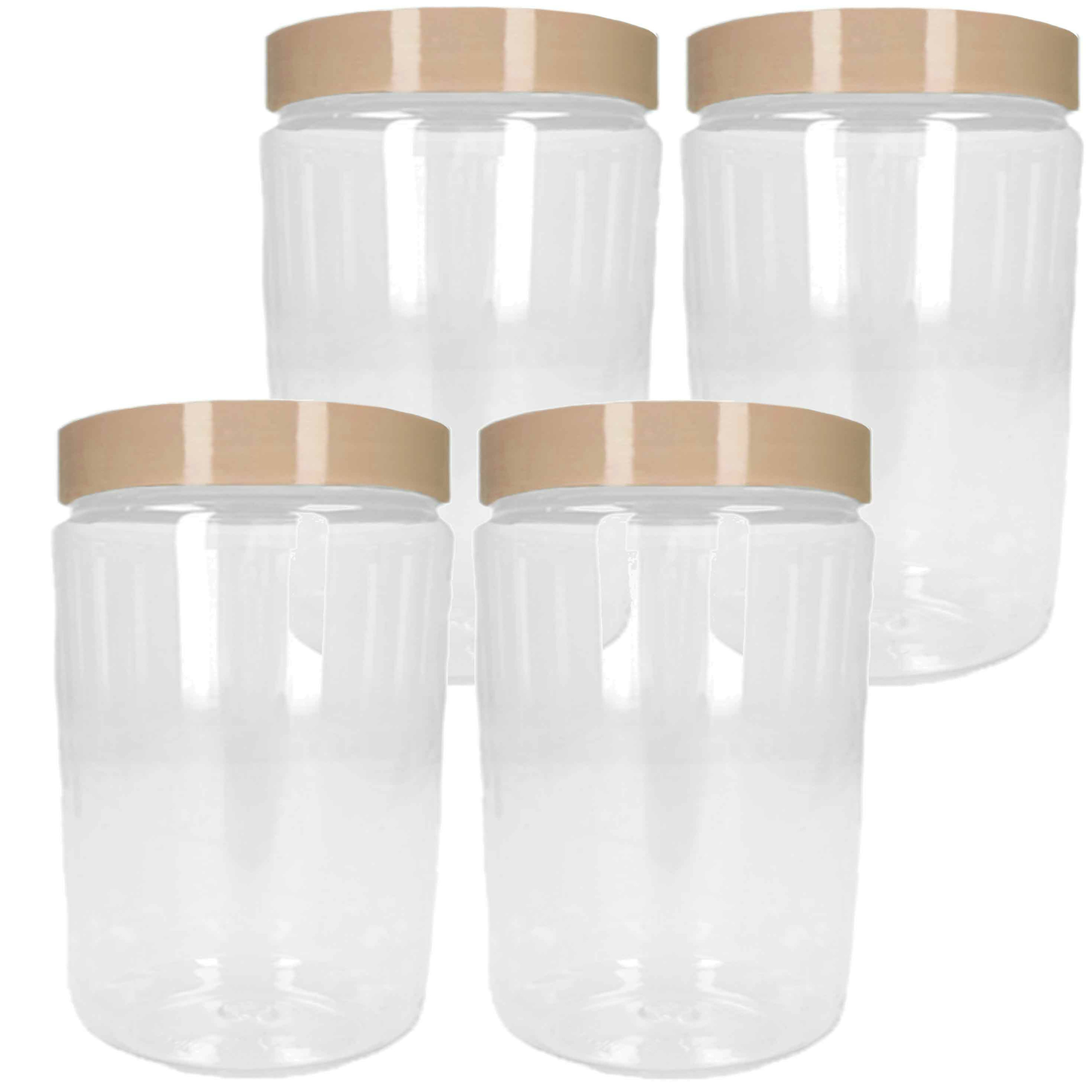 PlasticForte Voorraadpot - 10x - bewaarpot - 450 ml - kunststof - beige - 7 x 13 cm -