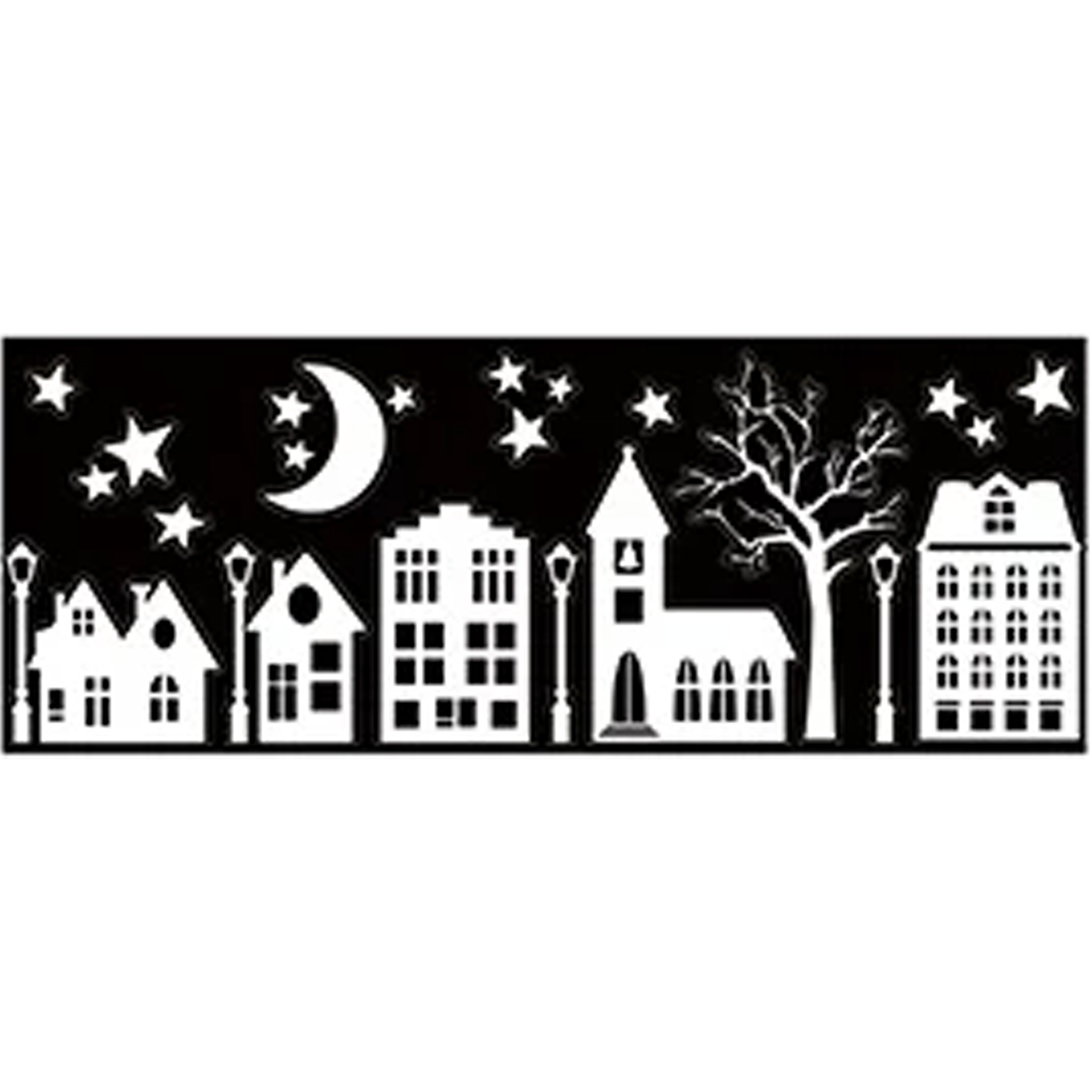 Anna's Collection Kerst raamstickers Huisjes - vel van x 28 cm - raamdecoratie -