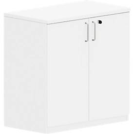 Vleugeldeurkast BEXXSTAR, houten deuren, 2 ordnerhoogtes, B 800 x D 445 x H 825 mm, wit