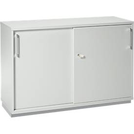 Schäfer Shop Genius schuifdeurkast TETRIS WOOD, 2 OH, incl. stalen sokkel, B 1200 x D 421 x H 800 mm, lichtgrijs