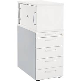 Schäfer Shop Genius ladeblok met bovenkastje incl. schuifdeur, volledig afsluitbaar, ronde handgreep, wit