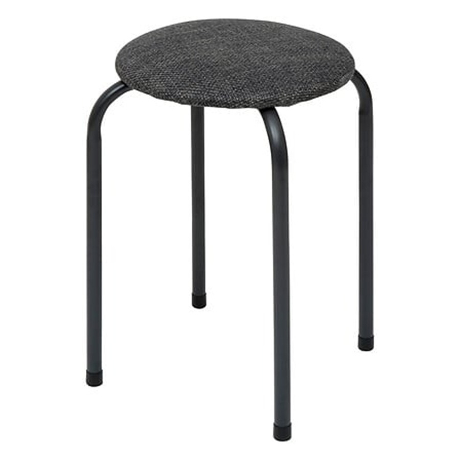 5five Stapelbaar zit krukje Fierra - metaal/polyester - antraciet - D38 x H46 cm - stoelen -