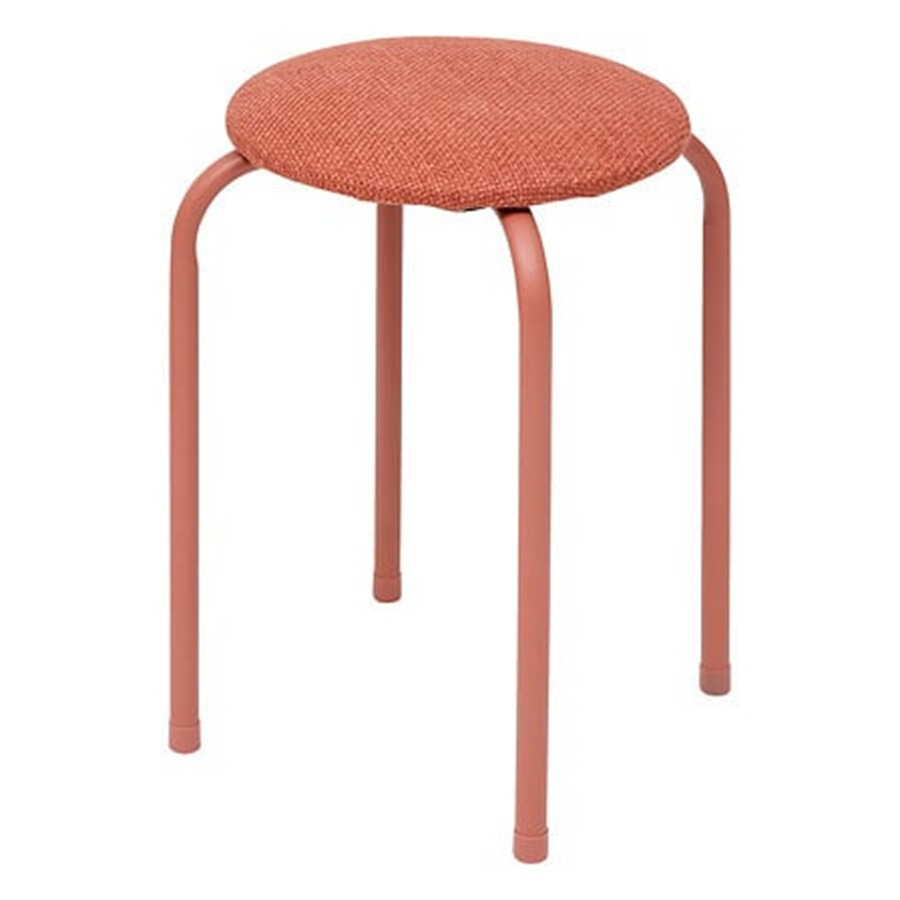5five Stapelbaar zit krukje Fierra - metaal/polyester - roze - D38 x H46 cm - stoelen -